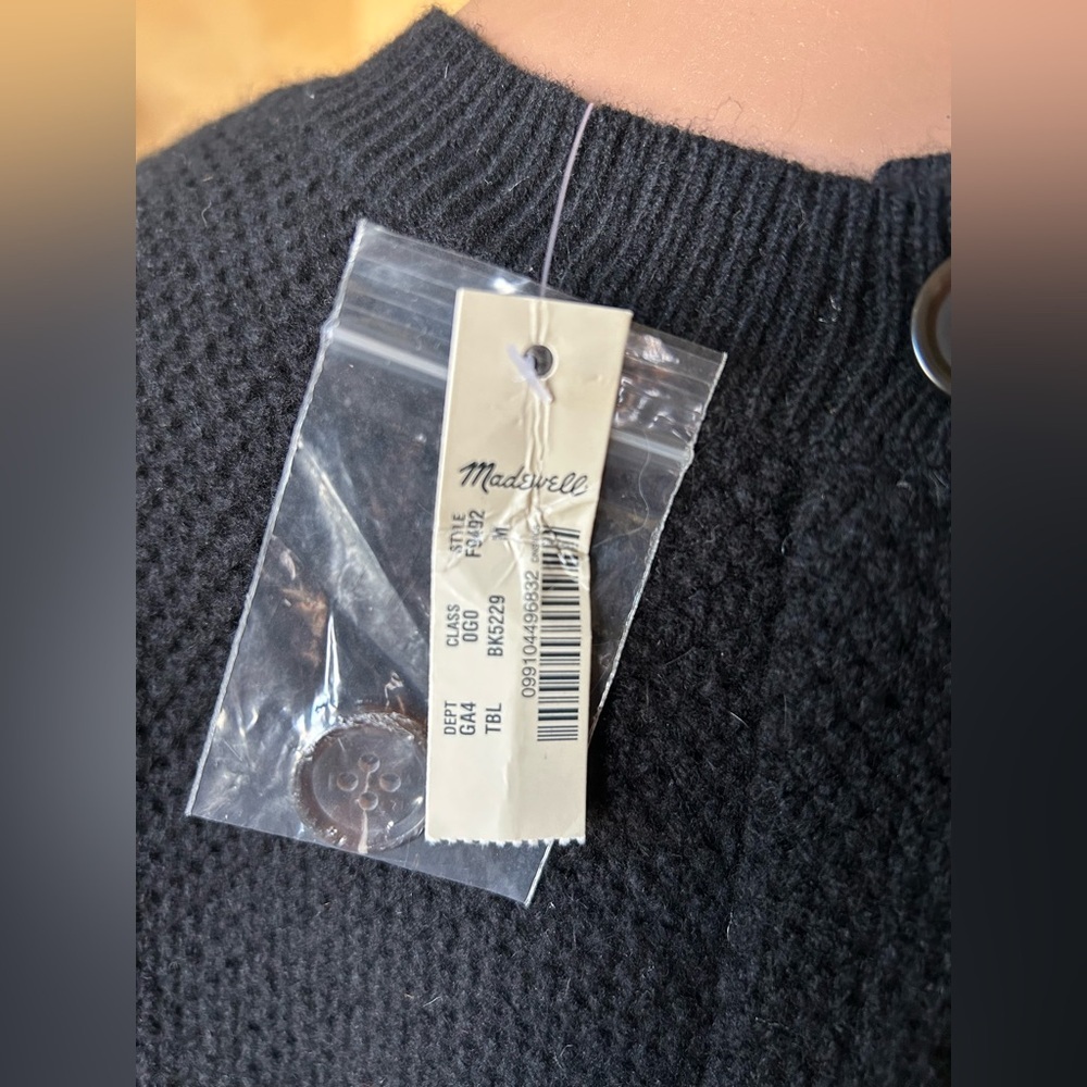 Madewell Button Back Cozy Sweater Knit Dress Black Size Medium NWT - Picture 6 of 9